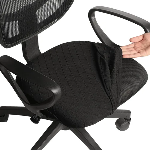 Melaluxe Funda para silla de oficina de jacquard elástico, extraíble y lavable, funda de asiento giratoria para silla de escritorio, color negro