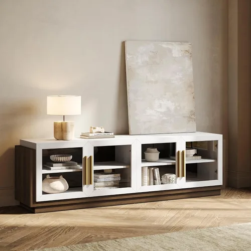 Miniatura 10 de BELLEZE Soporte de TV de 70" para televisores de hasta 75", gabinete de TV moderno y centro de entretenimiento con estantes, gabinete