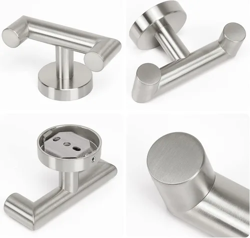 Miniatura 5 de NearMoon Gancho doble para toallas de baño, soporte para batas y toallas de acero inoxidable SUS304, gancho doble resistente para abrigos para baño