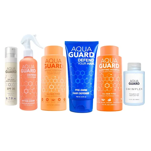Miniatura 11 de AQUA GUARD Protector de pelo pre natación No más pelo de nadar Evita los daños por cloro + Suaviza el cabello mientras nadas Fabricado