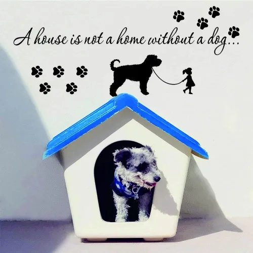 Miniatura 8 de Calcomanía de pared para amantes de los perros, calcomanía de PVC extraíble con bonita cita de mascotas y huellas de patas, palabras de pared