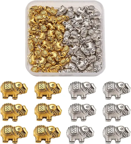 Miniatura 19 de Craftdady 60 cuentas espaciadoras de cabeza de Buda tibetano, 3 colores, cuentas de metal espiritual budista de 10-11x9-0.394 in de doble cara