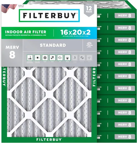 Miniatura 11 de Filterbuy - Filtro de aire de 16 x 25 x 1 pulgadas, MERV 8, Defensa Esencial contra el Polvo y las Alergias (paquete de 12), Filtros plisados
