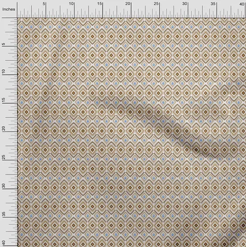 Miniatura 4 de oneOone Cotton Flex Beige Fabric Ikat Sewing Material Print Fabric By The Yard 40 Inch Wide
