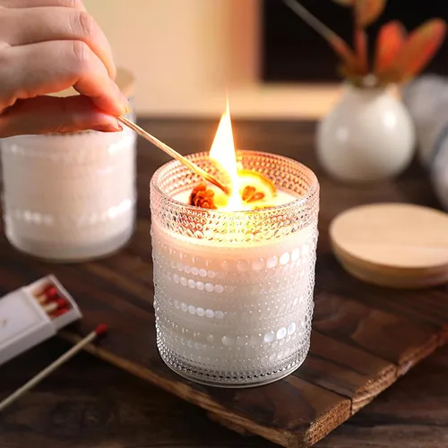 Miniatura 4 de DARJEN Paquete de 12 tarros de vela transparentes para hacer velas - tarros de vidrio vacíos de 8 onzas con tapas y etiquetas de bambú, suministros
