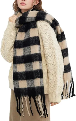 Miniatura 64 de Bufanda grande y gruesa de gran tamaño, esponjosas, de lana grande, gruesa, cálida para invierno