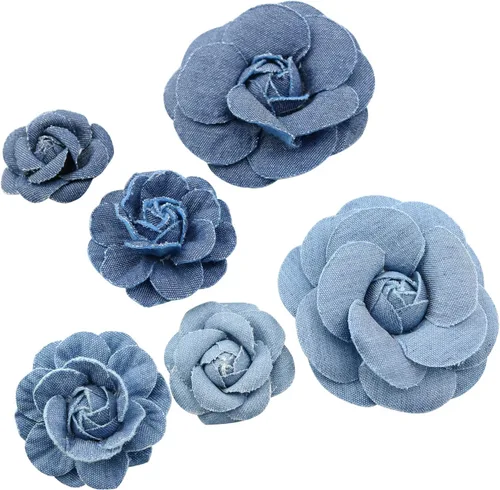 LQ Industrial 6 piezas de tela de mezclilla de tela de tela de tela de 3 tamaños para decoración de ropa, suministros de manualidades de bricolaje,