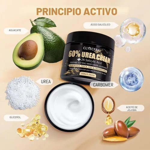 Miniatura 2 de 60% Crema de Urea con 2% Ácido Salicílico, Crema de Urea 60 Por Ciento para Pies y Manos - Hidratante de Fuerza Máxima para Piel Áspera, Seca