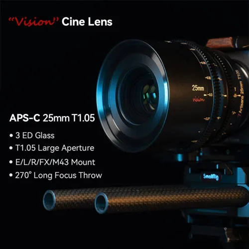 Miniatura 3 de 7artisans Lente Cine T1.05 de gran apertura de 0.984 in/1.378 in/1.969 in Lente de cine de gran angular con enfoque manual de baja distorsión