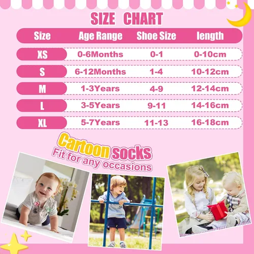 Miniatura 7 de ELUTONG Calcetines antideslizantes para niños pequeños con agarres, 12 pares para niños de 1 a 7 años, para niños y niñas