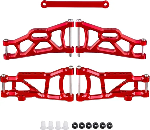 Juego de 4 brazos en A de suspensión delantera y trasera de aluminio y barra de amarre para 1/10 Traxxas Slash 2WD actualizaciones piezas, reemplazo
