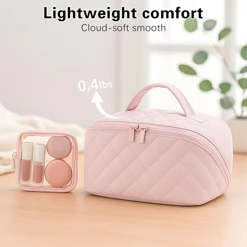 Miniatura 5 de Bolsa de maquillaje de viaje, bolsa de maquillaje acolchada para mujer, organizador de cosméticos impermeable, organizador de maquillaje, bolsa