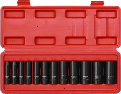 Miniatura 8 de CASOMAN Juego de llaves de impacto de 12 piezas, 3/8 pulgadas, 6 puntos, SAE, profundo, CR-V, 5/16" a 1", estuche de almacenamiento moldeado por