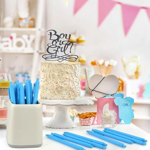 Miniatura 5 de Mototo 60 bolígrafos para baby shower, regalo de fiesta de bebé, bolígrafo azul retráctil con tinta negra para niños, invitados, profesores