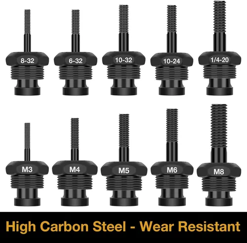 Miniatura 9 de YUZES Adaptador de herramienta de tuerca de remache para taladro eléctrico inalámbrico con 5 mandriles métricos y 6 SAE y 50 tuercas remachadoras