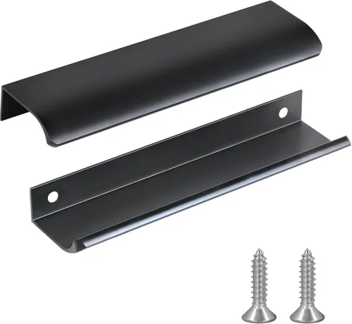 Miniatura 9 de JOOJA Juego de 10 tiradores con borde de dedo de estilo moderno para muebles y cajones, tiradores ocultos para gabinetes y cocina, perillas, negro