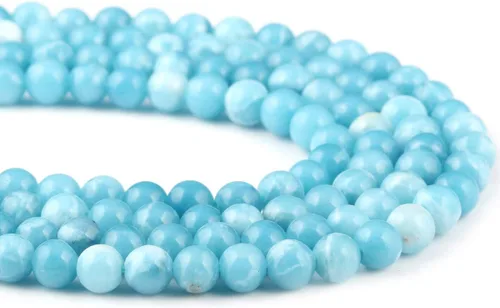 Miniatura 8 de Cuentas de larimar 100% naturales redondas de piedra suelta para hacer joyas, collar, regalo, 0.157 in