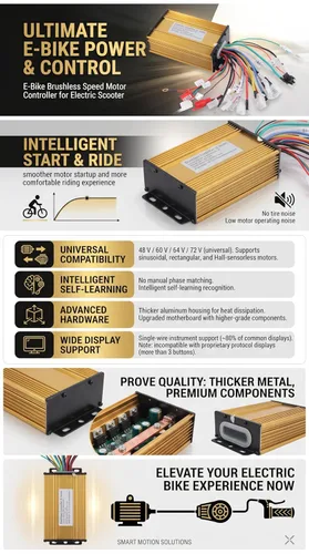 Miniatura 2 de Motor de velocidad, 48 V, 60 V, 64 V, 72 V, 84 V, controlador universal sin escobillas de 3 modos Sinusoide 12 tubos apto para scooter eléctrico