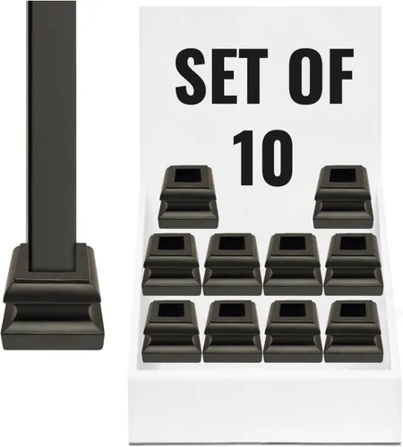 Miniatura 16 de Base plana para balaustrés delgada - para balaustres cuadrados de hierro de 1/2 pulgada - Juego de 10 (Negro satinado) - DH-SS2