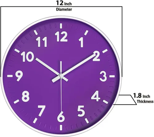 Miniatura 8 de JENLYSTIME Reloj de pared moderno con número 3D de 12 pulgadas para interiores y exteriores, esfera redonda brillante y colorida, cuarzo silencioso