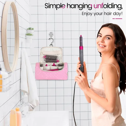 Miniatura 6 de Estuche de viaje compatible con Dyson Airwrap completo Styler y accesorios, organizador de viaje portátil con gancho colgante oculto para Airwrap