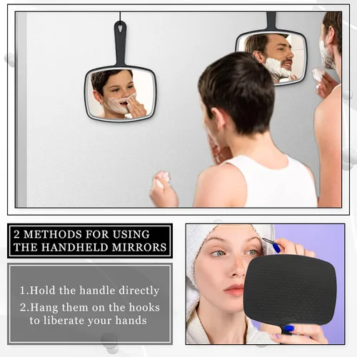Miniatura 6 de Qunclay Espejo de mano grande de 10 piezas con asa para montaje en pared para peluquería baño, regalo escolar de belleza portátil para tocador