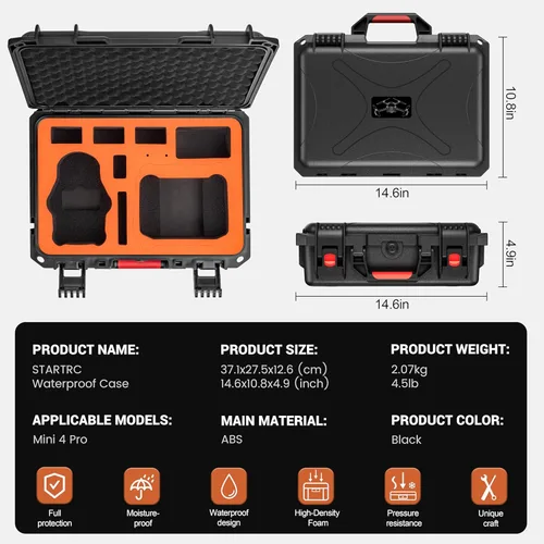 Miniatura 7 de STARTRC Mini 4 Pro CASE para DJI Mini 3/4 Pro Fly More Combo, naranja, conjunto de maletas