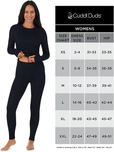 Miniatura 5 de Cuddl Duds Conjunto de ropa interior térmica para mujer, con forro polar, capa base para clima frío, parte superior y leggings, conjunto de invierno