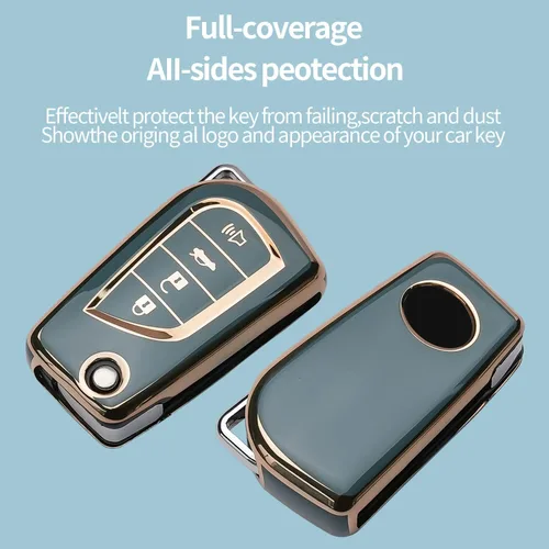Miniatura 3 de Funda para llavero Toyota con llavero Adecuada para Fortuner tundra Camry RAV4 Highlander Corolla Funda para llave inteligente (Azul, 4 botones)
