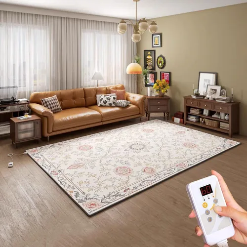 Miniatura 11 de Tapete eléctrico de grafeno, alfombra eléctrica con calefacción, calentador de piso interior con temporizador, calentamiento rápido, para oficina