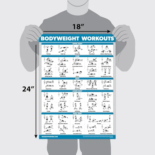 Miniatura 3 de Palace Learning Paquete de 2 pósteres de ejercicio de entrenamiento de peso corporal, volumen 1 y 2, tabla de ejercicios laminada de peso corporal
