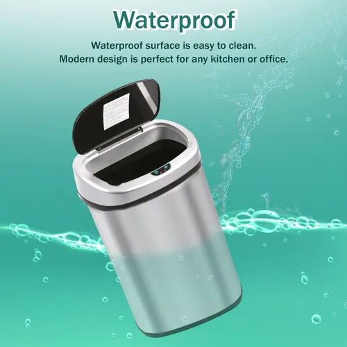 Miniatura 3 de PayLessHere Basurero automático de cocina con tapa, de 50 litros, 13 galones, sin tacto, de acero inoxidable cepillado, de alta capacidad