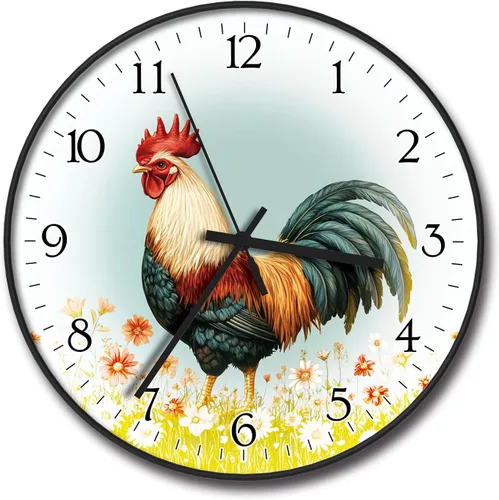 Miniatura 7 de Reloj de pared de plástico de 8 pulgadas con pilas, reloj de pared redondo decorativo, reloj de pared silencioso, patrón de gato 2269-Three Cat