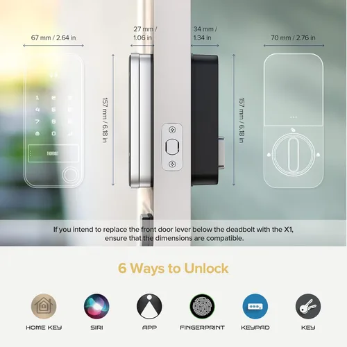 Miniatura 6 de ThorBolt X1 Apple Home - Llave para desbloquear, solo para iOS, entrada sin llave, cerradura de puerta, cerradura de cerrojo de teclado funciona
