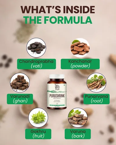 Miniatura 5 de Nirogam Purushrink - Suplemento de próstata BPH para hombres, apoya un mejor sueño y salud urinaria - Suplemento natural de hierbas ayurvédicas 120