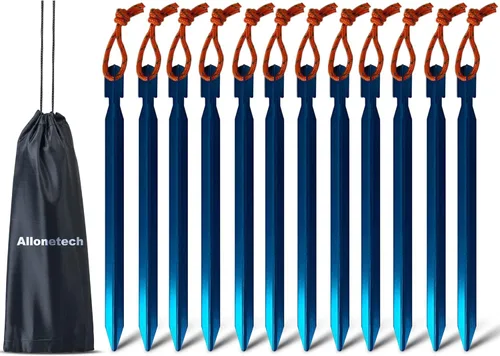 Miniatura 8 de Paquete de 12 estacas para tienda de campaña, estacas de aluminio 7075 para camping, estacas ligeras para tienda de campaña de servicio pesado