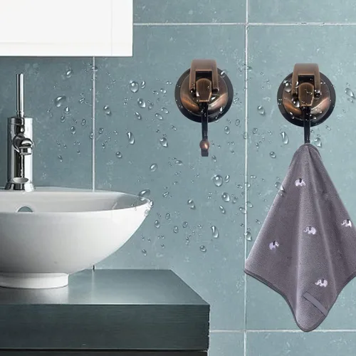 Miniatura 3 de Ganchos de ducha de succión al vacío resistentes, ganchos de ventosa de vidrio, ganchos para bata de baño, reutilizables, sin perforaciones, latón