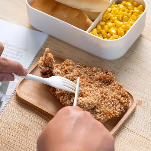 Miniatura 7 de Bento Box - Lonchera de bambú para adultos, a prueba de fugas, hermética, sin BPA, color blanco