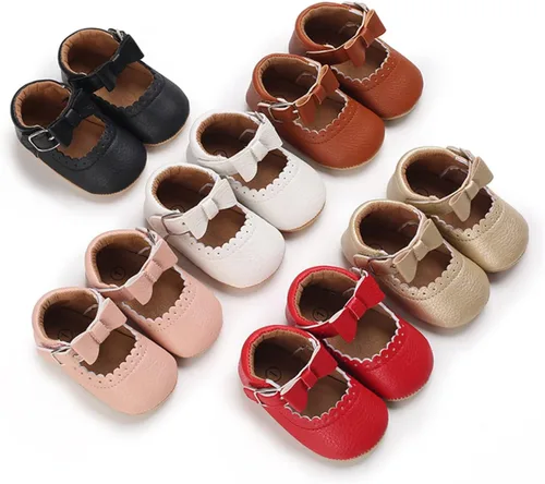 Miniatura 6 de COSANKIM Zapatos planos Mary Jane para bebés y niñas, suela de goma antideslizante, zapatos de vestir de princesa para boda