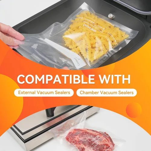 Miniatura 9 de Wevac Rollo de sellado al vacío de alimentos de 8 pulgadas x 150 pies con cortador, bolsas selladoras al vacío ideales para conservar alimentos, sin