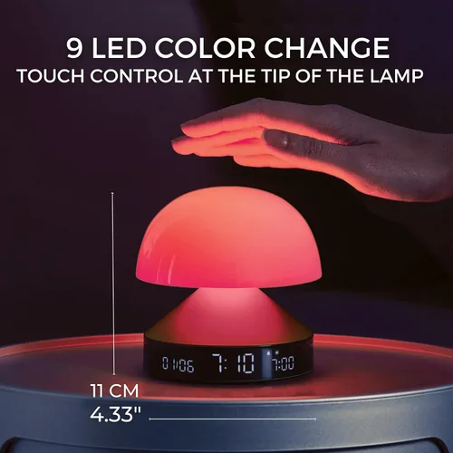 Miniatura 5 de Lexon Reloj despertador Mina Sunrise, luz de despertador y lámpara de puesta de sol para rutina de sueño, color rojo oscuro