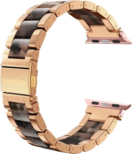 Miniatura 12 de Wearlizer - Correa compatible con Apple Watch de 38/40/41/42 mm; pulseras de moda para mujer, acero inoxidable + resina metálica de repuesto