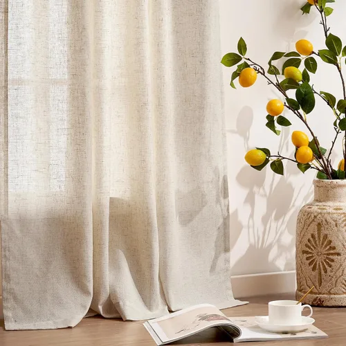 Miniatura 8 de jinchan Cortinas de 108 pulgadas Mezcla de Lino de Lino Semi Transparentes Filtrado de Luz y Resplandor Cortinas Extra Largas para Sala de Estar