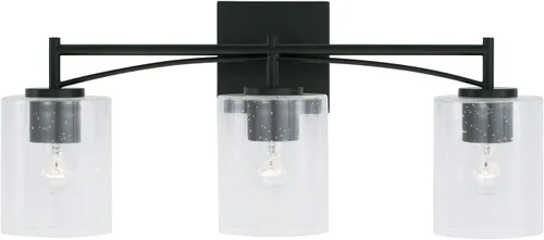 Miniatura 4 de Capital Lighting Peyton 142031MB-510 - Soporte de pared para tocador de baño de vidrio transparente industrial, 3 luces, 300 vatios en total, 10