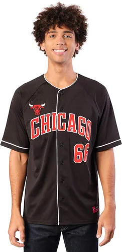 Miniatura 17 de Ultra Game Camiseta de béisbol oficial de la NBA con botones y botones para hombre Negro 23