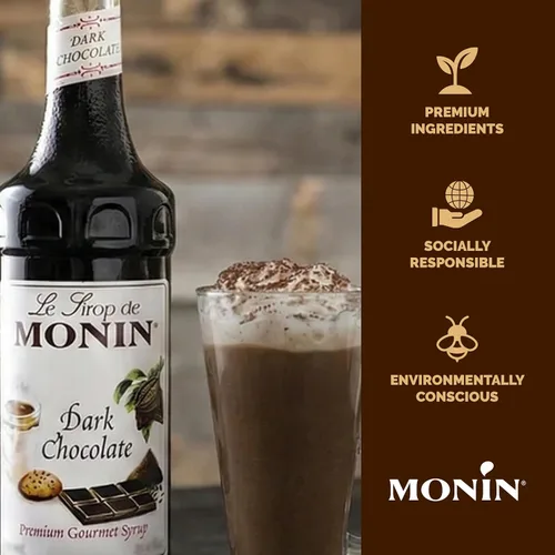 Miniatura 5 de Monin - Jarabe de chocolate negro Jarabe prémium para cócteles, bebidas calientes, batidos y más Etiqueta limpia, sin sabores artificiales, sin