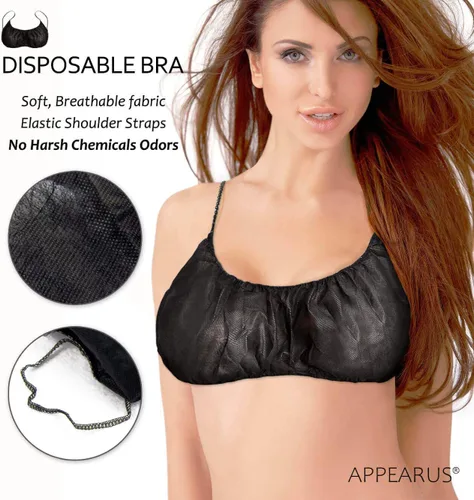 Miniatura 4 de APPEARUS Sujetadores desechables Spa Bra Top Brassieres Ropa interior para bronceado en aerosol y tratamientos corporales, negro, Negro