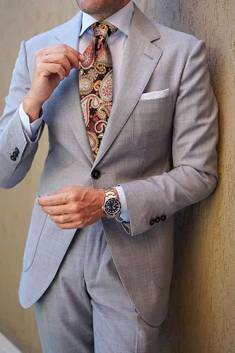 Miniatura 157 de HISDERN Corbatas para hombre, corbata de cachemira y bolsillo cuadrado tejido clásico floral para hombre, corbata de fiesta de boda
