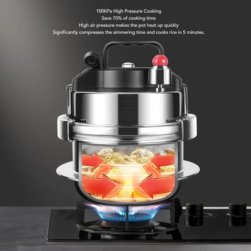 Miniatura 5 de Olla a presión de acero inoxidable 0.8L Estofado de alta presión de cocción rápida para inducción de gas Adecuado para cocina al aire libre Uso