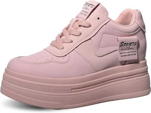 3.0 in con cordones de ocio calzado transpirable cuña talón femenino moda zapatillas cómodas mujeres casaul zapatos
